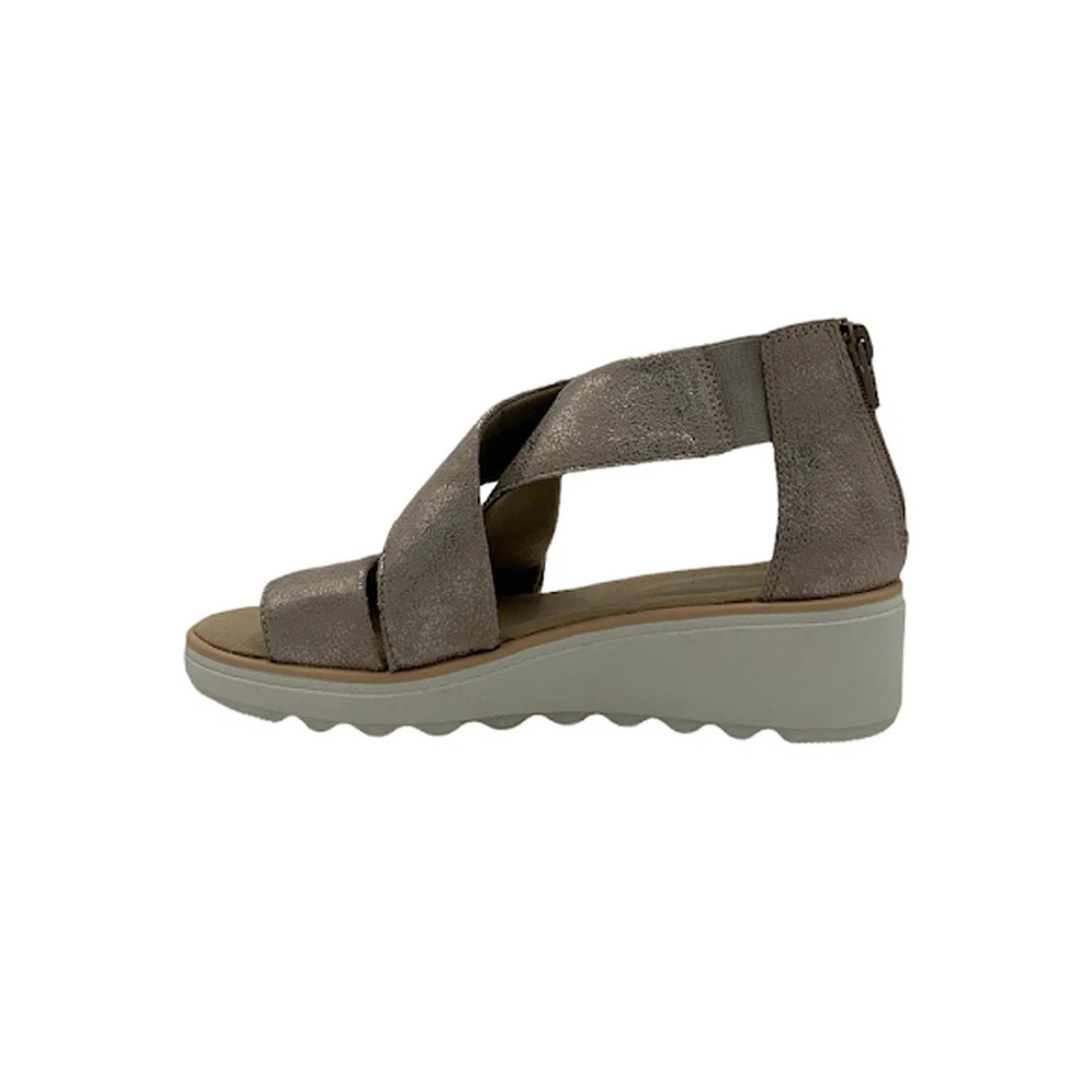 Clarks Collection Wedge Sandals Jillian Rise Pewter Metal - Wide - Picture 4 of 5